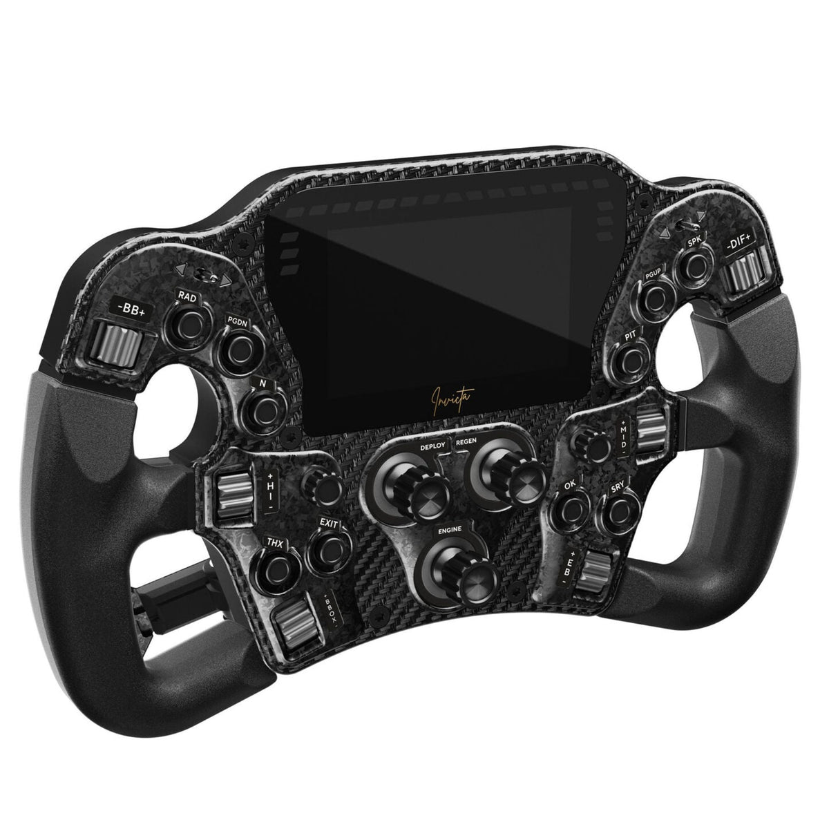 Asetek SimSports Invicta Formula Steering Wheel, 4.3-inch LCD, USB-C - Black on Black Edition